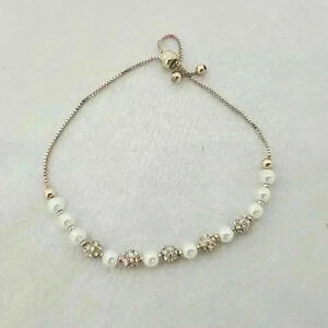 Pearl and crystal Infinity Bracelet Gold Adjustable Luxury Classy Feminine